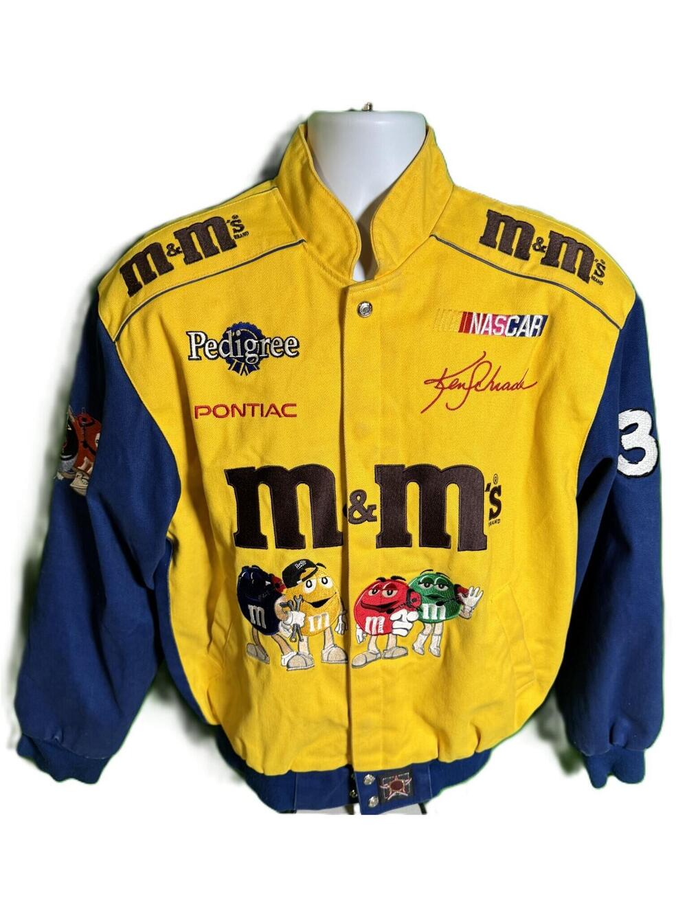 Vintage JH Design M&M’s Ken Schrader #36 Nascar Racing Jacket Men's Size Small